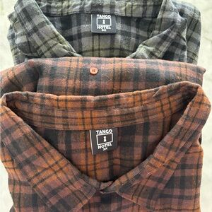 Tango Hotel Men's Casual Plaid Button Down Shirt - Green and Brown
